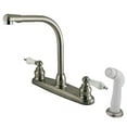 thumbnail image 3 of Kingston Brass Satin Nickel Polished Brass High Arch Kit Faucet Oak Handle & Spr, 3 of 5