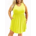thumbnail image 2 of Womens Sleeveless Dresses Plus Size Round Neck Pockets Solid Color Dresses Yellow XXL, 2 of 4