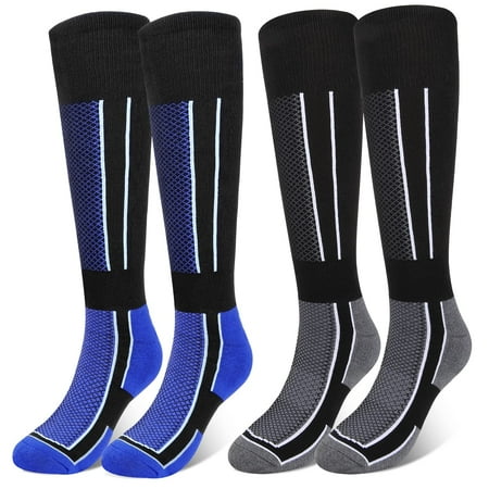 

Ski Socks Knee high Non-Slip Warm Thermal Socks for Winter Skiing Snowboarding Skating Outdoor Sports Performance Socks for Men Women (7-10 Black+Blue)