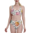 thumbnail image 2 of Picia Skull and Flowers Women's High Waisted Bikini Scoop Neck Swimsuit Two Pieces Bathing Suit-XX-Large, 2 of 8
