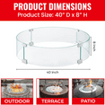 thumbnail image 3 of AMS Fireplace 40" Round Fire Pit Glass Wind Guard | Clear Tempered Glass Flame Protective Pane. Wind Resistant with Aluminum Corner Bracket and Rubber Feet, 3 of 15