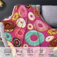 thumbnail image 3 of Donut Throw Blanket for Girls Pink Chocolate Donuts Blanket Food Blanket for Kids Teens Adults Lightweight Fleece Blanket for Home Decor, Bed, Couch, Sofa, Travel, Camping-40''''x50'''', 3 of 6