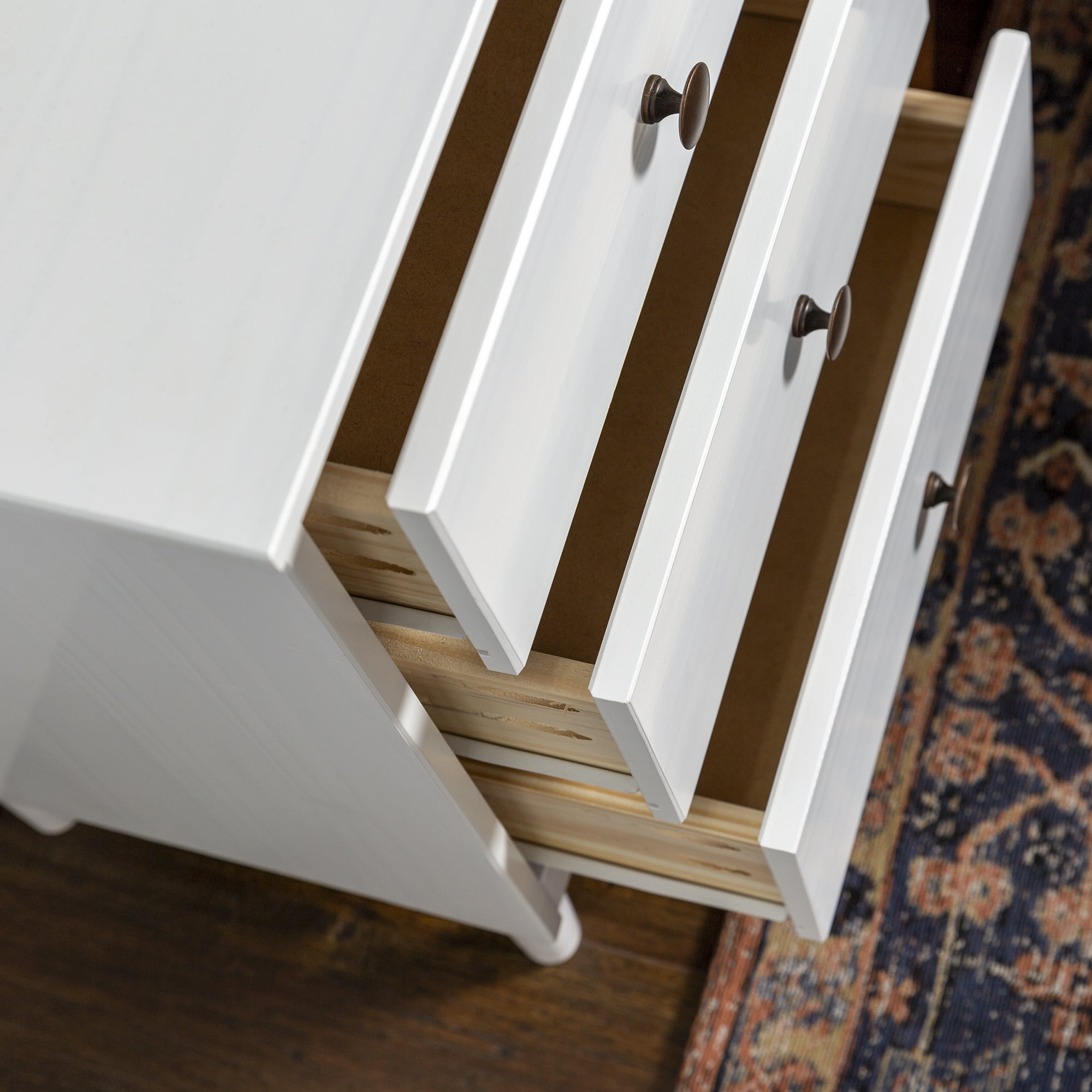 Walker Edison Madeline 3-Drawer White Nightstand