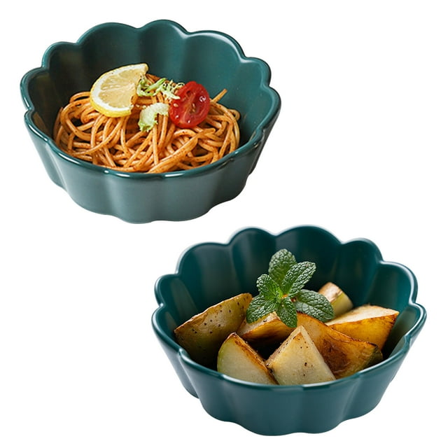 Qeeadeea Petit Plat de Cuisson, Ensemble de 2, Plat à Casserole en Céramique Coloré Rond, Petite Assiette à Tarte en Céramique Allant au Four-Vert-15x15x5cm, 400ml