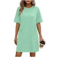 thumbnail image 2 of Xdegoge Casual Shift Dress for Women Knee Length Crewneck Short Sleeve Summer Sundress with Pockets Lightweight Flowy Work Office Daily Wear Vacation Outfit, 2 of 6