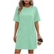 thumbnail image 3 of TaTaai Ladies Classic Solid Color Round Neck Short Sleeve Casual Dress with Functional Pockets Soft Stretchy Material Fashion Midi Dress for Spring Summer Daily Outings Gift, 3 of 6
