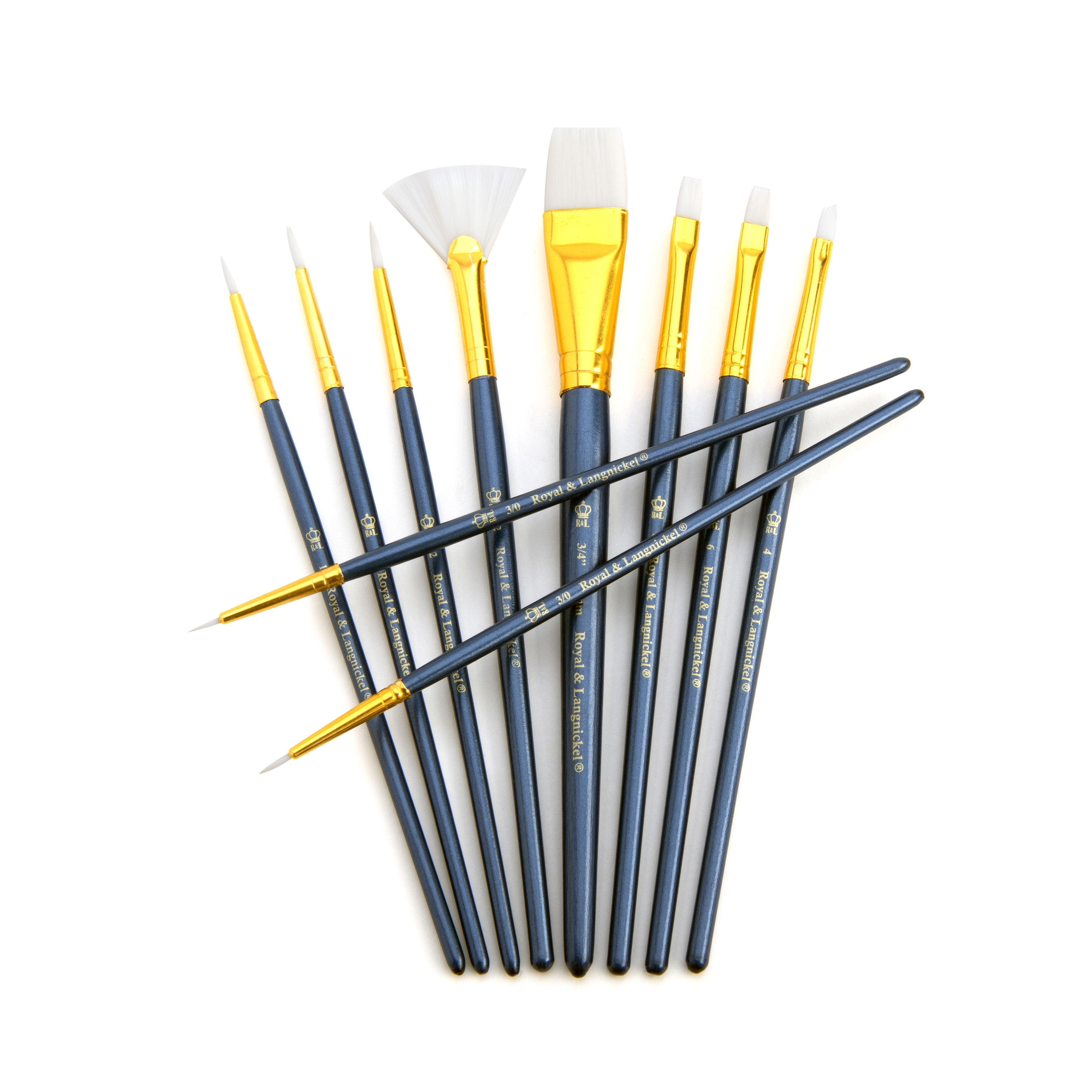 Royal & Langnickel - 10pc Blue Zip N' Close White Taklon Artist Paint Brush  Set