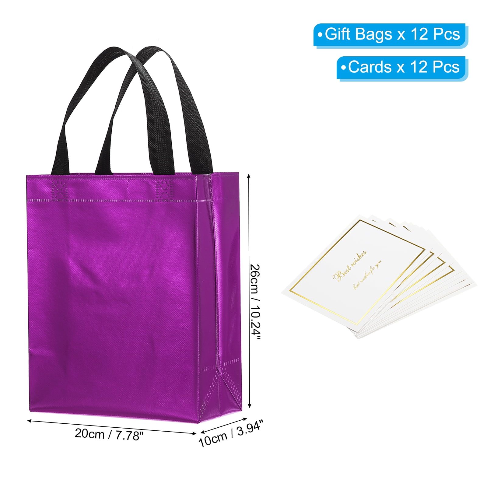 Unique Bargains Gift Bags with Cards Reusable Non-Woven Goodie Bags Purple