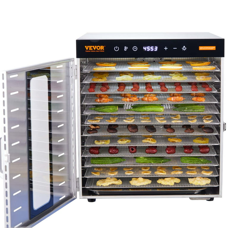 Bentism 10 Trays Food Dehydrator Machine Stainless Steel 1000W Jerky Fruit Drying, Size: 10 Trays/1000W, Silver