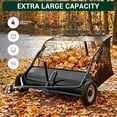 thumbnail image 2 of Senfot 42 Inch Regular Black Carbon Steel Tow Behind Lawn Sweeper with Detachable Leaf Bag Tractor Pull Yard Leaves Grass Pine Needle Garden Waste Cleaner, 2 of 7