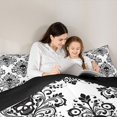 thumbnail image 4 of Homewish Goth Halloween Skull Twin Comforter Sets,Victorian Damask Bedding Set,Black White,Black Reversible,2 Pieces,1 Comforter and 1 Pillowcase, 4 of 7