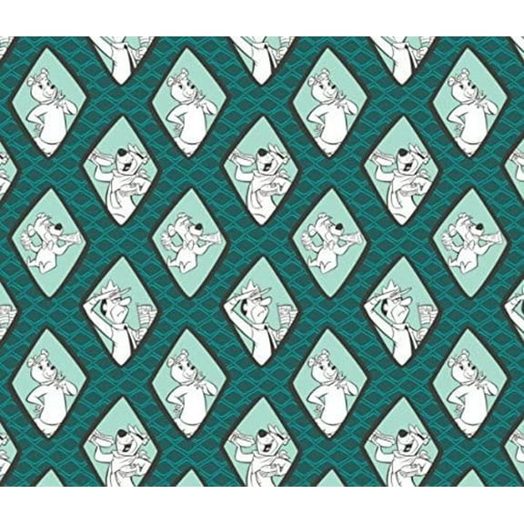 Yogi Bear Diamonds in Dark Turquoise 100% Cotton Fabric Sold by the Yard