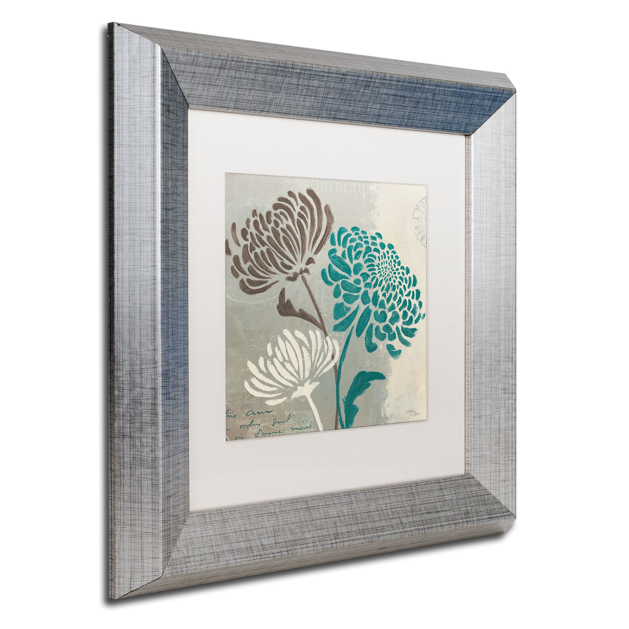 "Chrysanthemums II" Canvas Art by Wellington Studio White Matte, Silver Frame