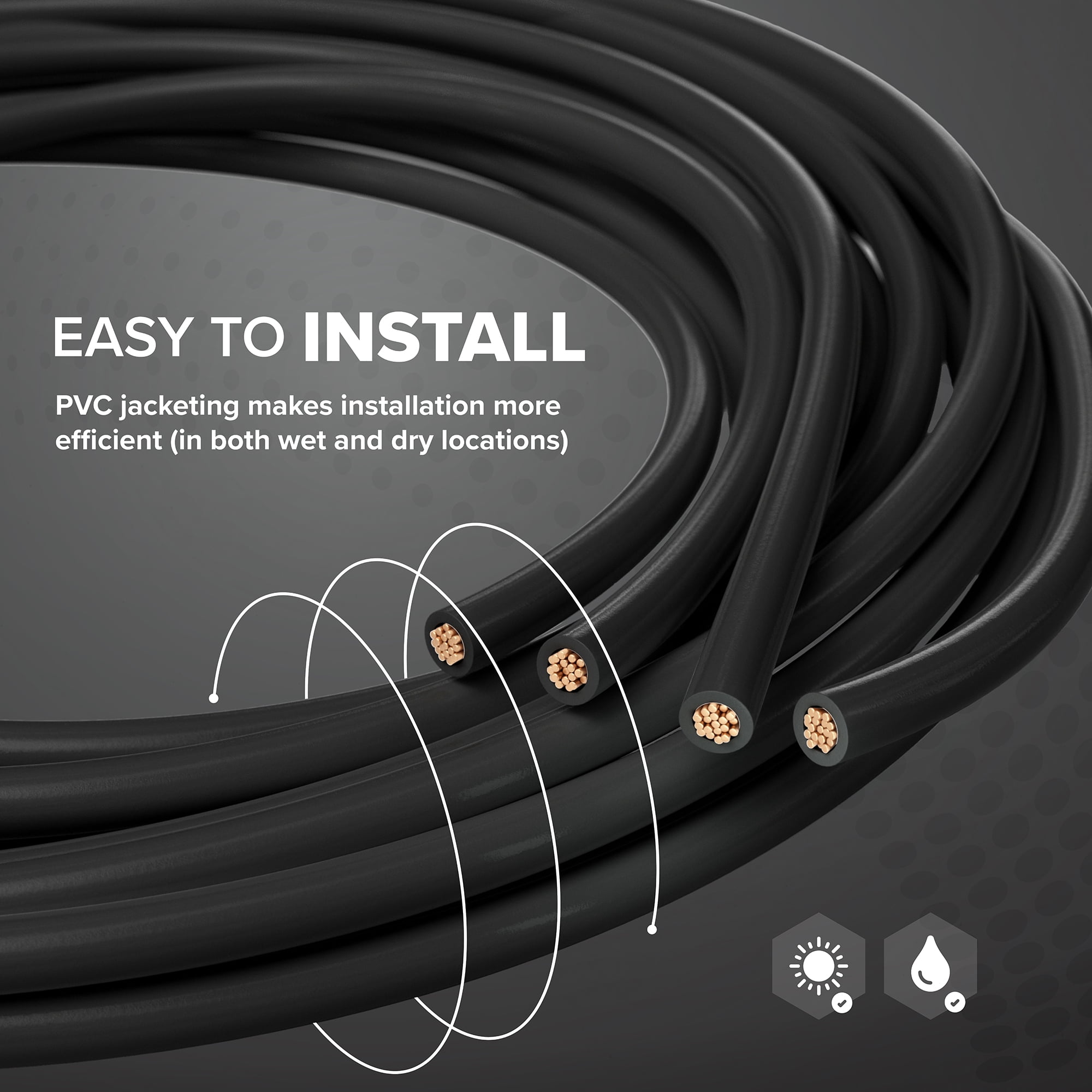 50 Feet (15 Meter) - Insulated Stranded Copper THHN / THWN Wire - 14 AWG, Wire is Made in the USA, Residential, Commercial, Industrial, Grounding, Electrical rated for 600 Volts - In Black