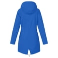 thumbnail image 3 of Girls Waterproof Hooded Jackets Mid to Long Length Solid Rain Jacket Lightweight Soft Lining Kids Windbreaker Rain Coats with Pockets Easy On/Off Design(Blue,11-12 Years), 3 of 5