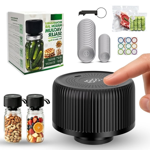 Uarter Mason Jar Vacuum Sealer with 30 Lids, Electric Vacuum Sealer Machine with Wide&Regular Mouth Mason Lids/Vacuum Bags for Food Storage