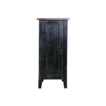 Accent Cabinet Solid Wood 1 Door Storage Cupboard - Distressed Black/Brown Finish