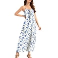 thumbnail image 4 of Gamivast Vacation Dresses for Women Spaghetti Strap Maxi Dress Loose Fit Slip Dress White Floral Print Side Slit Casual Summer Beach Cruise Wear, 4 of 8