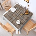 thumbnail image 2 of Brown Beige Plaid Checkered Pattern Square Tablecloth,Waterproof Square Table Cover,Wipeable Spillproof Washable Table Cover for Home Kitchen Party Decor 52"x52"(132x132cm), 2 of 6