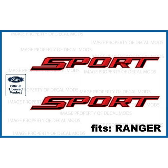 Decal Mods Sport Red & Black Decals Stickers for Ford Ranger XLT (2019-2020) - FR (set of 2) Officially Licensed | FH1B4