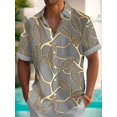 thumbnail image 1 of Men's Hawaiian Button Printed Gold Leaf Fashion Short sleeved Shirt, 1 of 5