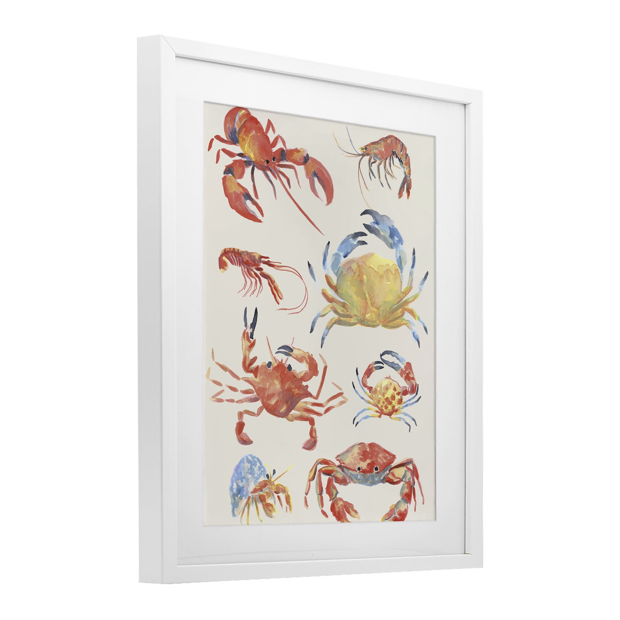 Stupell Industries Crab & Crustacean Collection White Framed Print Under Glass, design by June Erica Vess