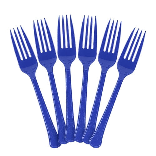 PLASTIC FORKS BRIGHT BLUE