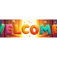 thumbnail image 3 of Colorful Welcome Banner with Sun Mascots and Star Elements Backdrop Party Decorations for Events Gatherings Festivals Celebrations and Photo Props, 3 of 6