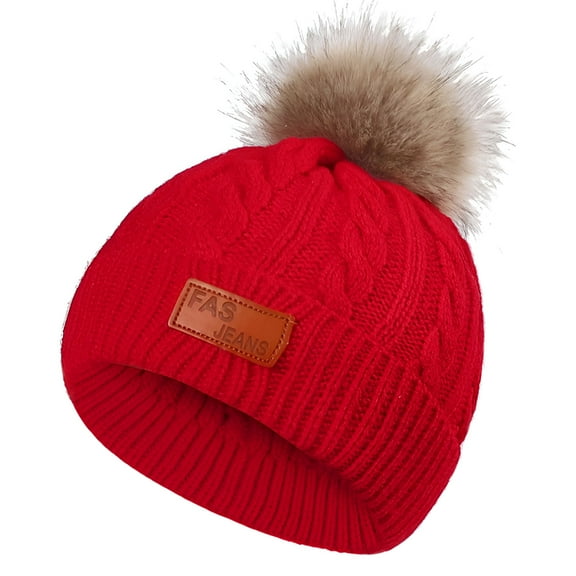 TELOLY 1-11 Years Old for Girls Boys Kids Winter Beanie Hat Warm Knit Thick Ski Cap with Fluff Ball