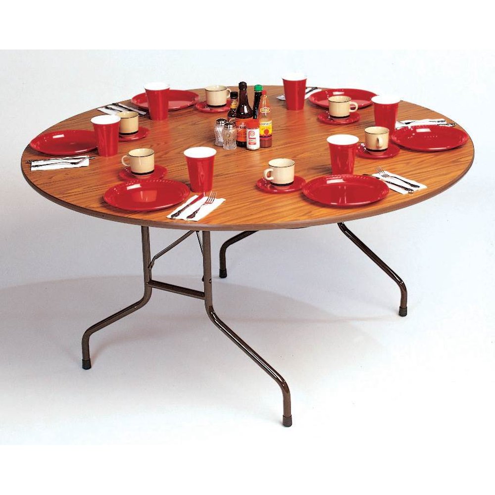 Round Solid Fixed Height Folding Table (60 in. Round/Med Oak) Walmart