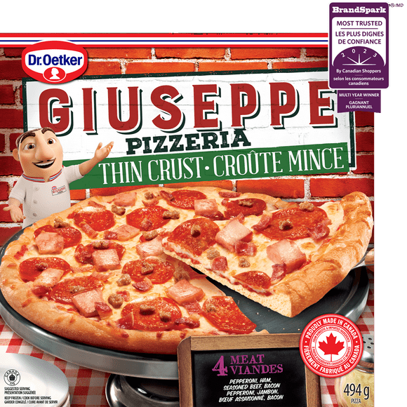 Dr. Oetker Giuseppe Pizzeria Pizza à 4 viandes à croûte mince 494 g