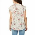thumbnail image 2 of Buffalo David Bitton Womens Flutter Sleeve Floral Top,Ivory Flowers,Large, 2 of 3