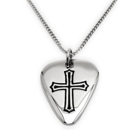 Womens Stainless Steel Guitar Pick Necklace Psalm 1011 - 