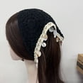 thumbnail image 5 of CXHEGBEJ Crochet Hair Bandanas Triangle Headscarf for Women Knit Bandana Headband Scarf Adjustable Long Tie-Back Boho Hair Scarf Vintage Head Kerchief Decorated Shell Tassel Dark Gray, 5 of 5