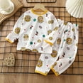 thumbnail image 2 of Hessimy Toddler Boys Girls Spring Summer 2Pcs Sweatshirt Tops Pants Casual Sweatsuit, Everyday Sweatsuit, 3-18M/2-14T(Yellow,3-6 Months), 2 of 4