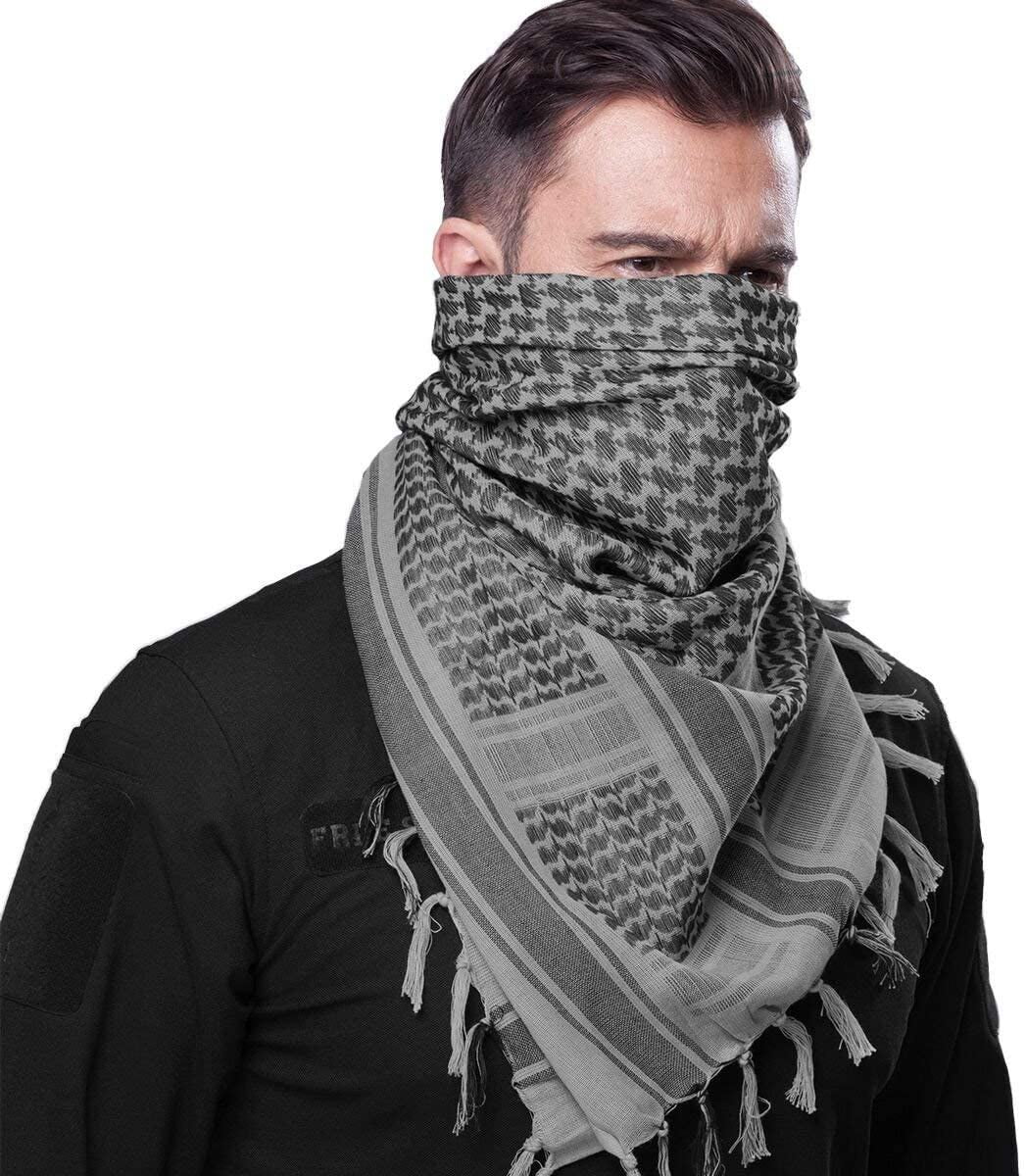 FREE SOLDIER 100% Cotton Scarf Military Shemagh Tactical Desert Keffiyeh Head Neck Scarf Arab Wrap with Tassel 43x43 inches 