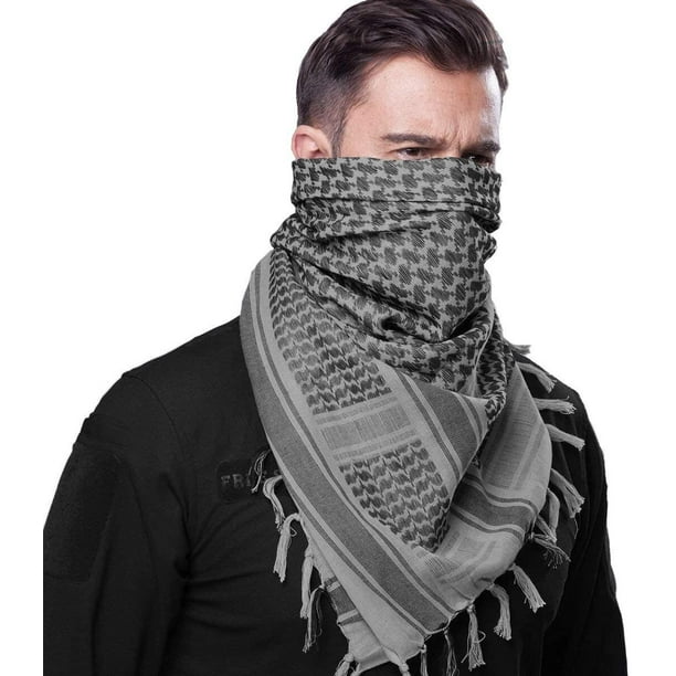 Bufanda Shemagh Árabe 100% Algodón - Negro Sobre Azul, Versátil Para Envoltura O Estilo
