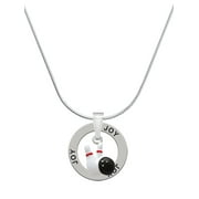 Delight Jewelry Silvertone Bowling Pins with Bowling Ball Joy Ring Charm Necklace, 18"