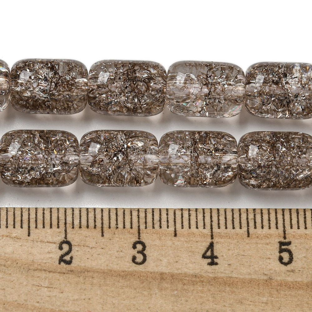 10strands Transparent Crackle Glass Beads Strands Column Coconut Brown 11x8mm Hole: 1.2mm about 36pcs/strand 15.35''(39cm)