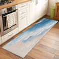 thumbnail image 3 of Abstract Oil Washable Runner Rugs 2'x6', Painting Style Blue Beige Gradient Wave Beach Low Pile Throw Entryway Rug Non-Slip Sturdy Edge Binding Carpet for Indoor Bedside Entrance Bedside, 3 of 9