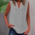 thumbnail image 2 of Womens Summer Tops Fashionfor Wear Sleeveless Button Up Versatile Solid Color For Jeans Womens Tee Shirts,Grey,4XL, 2 of 5