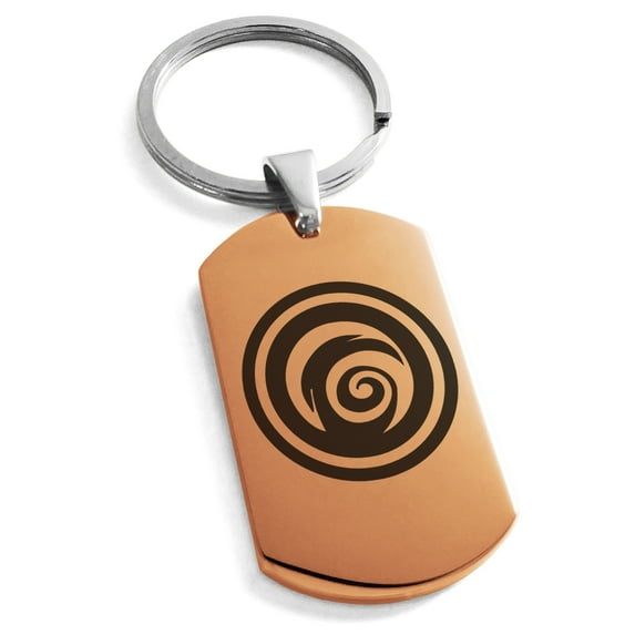 Stainless Steel Darkness Element Rune Engraved Dog Tag Keychain Keyring