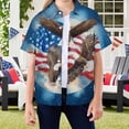 thumbnail image 2 of Staki Girls Patriotic Shirt USA Flag Shirt Kids 4th of July Button Down Shirts Girls Boys Patriotic Short Sleeve Independence Day Tee Tops 4T 5T 371T(Dark Purple,5-6 Years), 2 of 4