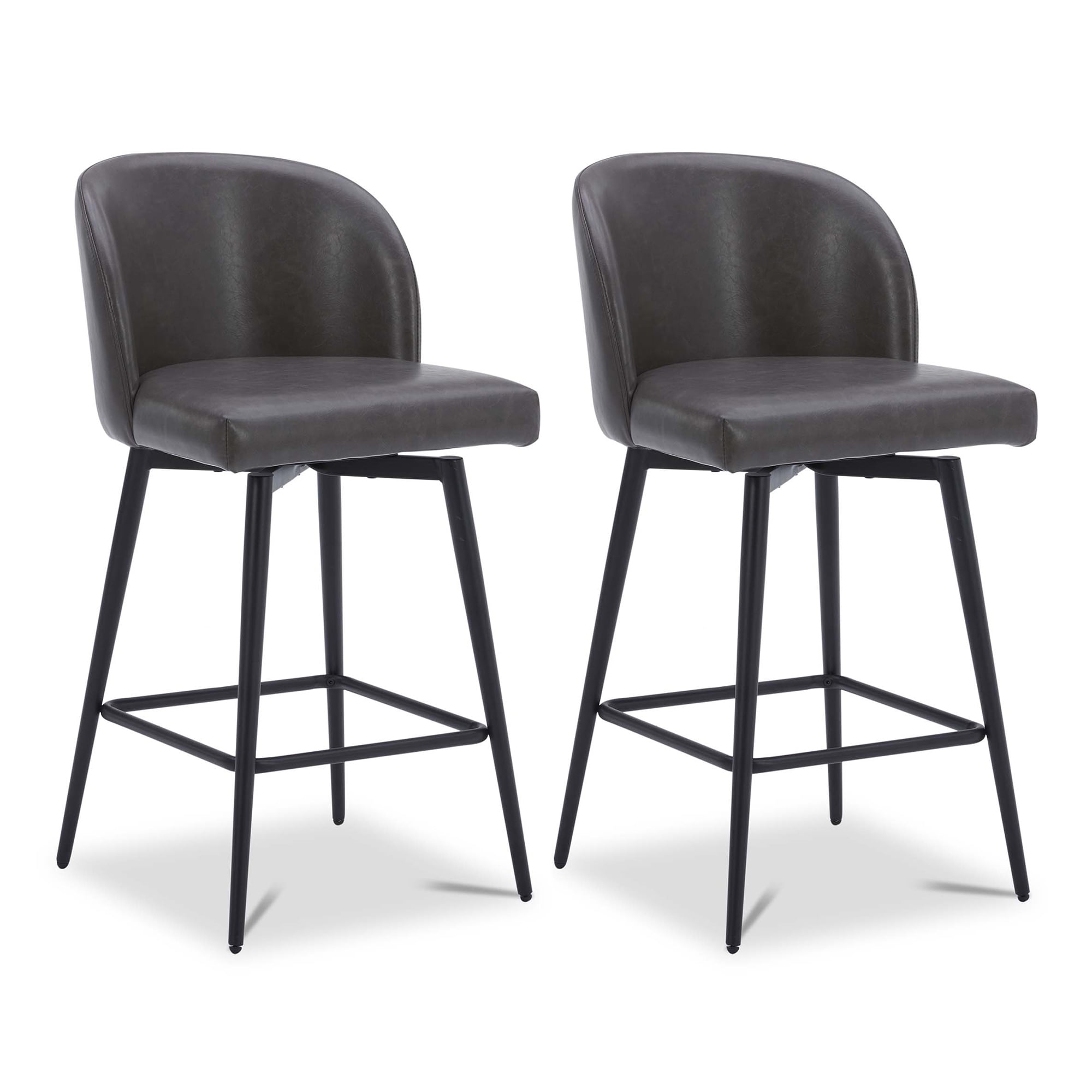 CHITA 27" Swivel Upholstered Counter Bar Stools Set of 2 with Back