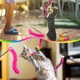 thumbnail image 5 of 3 Pack Cat Wand Toy, Rainbow Cat Feather Toys with Bells, Cat Teaser Wand with Soft Furry Tail, Interactive Cat Toys for Indoor Cats & Kitten & Kitty, 5 of 7