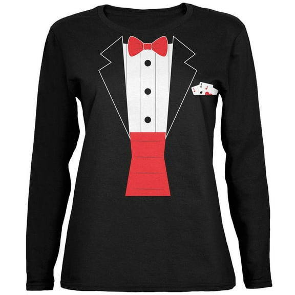 Halloween Magic Magician Costume Ladies' Relaxed Jersey Long-Sleeve Tee Black MD