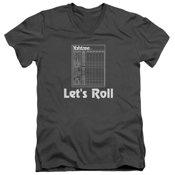 Yahtzee Lets Roll S/S Adult V-Neck T-Shirt 30/1 T-Shirt Charcoal