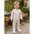 thumbnail image 6 of Loicainy Baby Toddler Girl Fall Clothes Set 6 12 18 24 Months 2T 3T 4T 5T Long Sleeve Crew Neck Striped Tops and Pants Outfits, 6 of 9