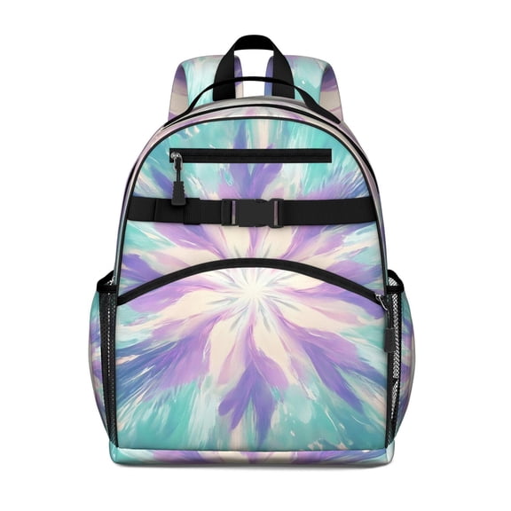 Tie Dye Pattern Backpack for School,Cute School Bag,Schoolbag with Adjustable Shoulder Straps & Padded Back,15.25"x11.5"x5.25"