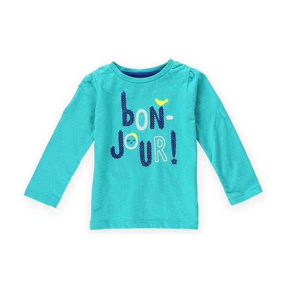 Gymboree - Camiseta con adornos Bon Jour para niñas, verde, 12-18 meses